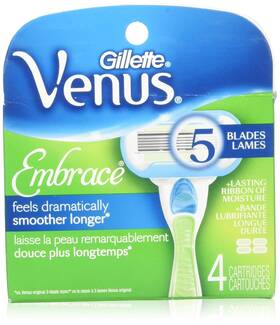 Gillette 711181369175 Venus Embrace Womens Razor Blade Refills 5 Extra Smooth 4 Count