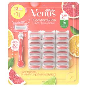 Gillette 744110899153 Venus Comfort Glide Sunny Citrus Razor 1 Handle 12 Blade Refills