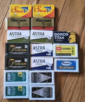 Gillette 781761551139 100 Double Edge Blades Derby Feather Perma Astra Personna Shark Dorco