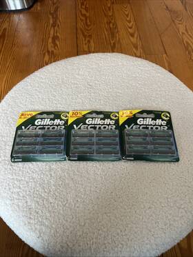 Gillette 902430620727 Vector Cartridges 18 Razor Blades 3 Six Packs Brand New Unopened
