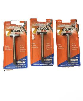 Gillette 902430774789 7 Oclock Pii Trac Ii Razor Handle 3 Pack