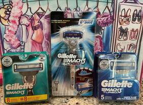 90760461 Gillette Mach 3 Turbo Razor With 1 Cartridge Plus 2 Pkgs 13 Cartridges New Sealed