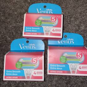 91278261 Gillette Lot Of 3 Boxes Venus Extra Smooth 5 Blade 4 Refill X 12 Cartridges