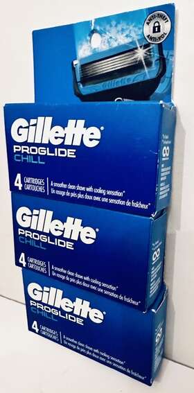 9141666 Gillette Proglide Chill Mens Razor Blades 12 Cartridges. New Factory Sealed