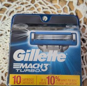 91417990 Gillette Mach3 Turbo Stainless Steel Cartridge Blades For Face 10 Pack