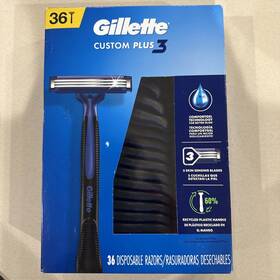 91475478 Gillette Custom Plus3 Disposable Razors Comfort Gel Strip And 3-blades 36-count