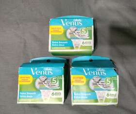 91482434 Gillette 3 New Damaged Box 6-pks Venus Extra Smooth Shave Razor Refil Cartridges