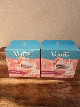 91935708 Gillette Venus Women 3 Blades Shaving Razor Refill Cartridges White Tea Lot Of 2