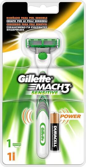 96402163 Gillette Mach3 Sensitive Power Razor With 10 Razors - Used