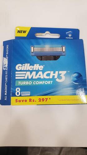 Gillette 987176094223 Open Mach 3 Turbo Razor Refill Cartridges 8 Count