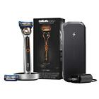 Gillette Heated Razor Deluxe Travel Shave Kit Handle 2 Refills Charging Dock