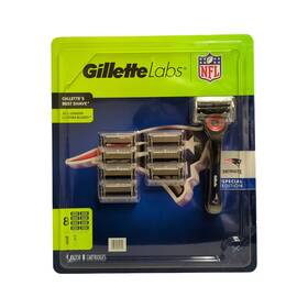 047400704824-p Gillette Ny Labs Nfl Mens Razor Handle And 8 Cartridges Patriots