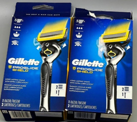 91344694 Gillette Pro Glide Shield Men 5-blade Razor 1 Handle And 2 Cartridges 2pk