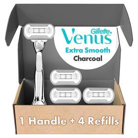Gillette Venus 047400685796 Extra Smooth Charcoal Womens Razor Handle 4 Blade Refills