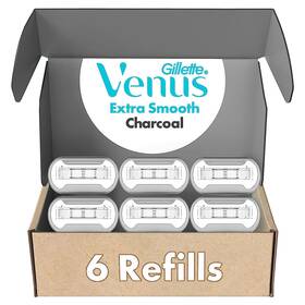 Gillette Venus 047400685802 Extra Smooth Charcoal Womens Razor Blade Refills 6 Count