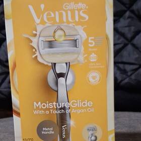1pa70p Gillette Venus Moistureglide Razor Metal Handle 5 Blades Argan Oil Moisture Bars
