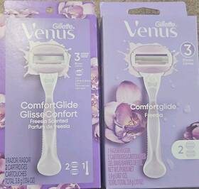 21285912 Gillette Venus Comfortglide Freesia Razor 3 Blades 2 Cartridges - Lot Of
