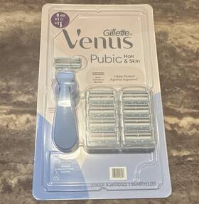 Gillette Venus 21306834 Pubic Hair And Skin 5-blade Razor Cartridges Shower Hanger Blue