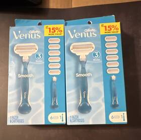 3352a172400 Gillette Venus Lot Of 2 Smooth Cartridge Razor Blue Women 3 Blades 6 Cartridges