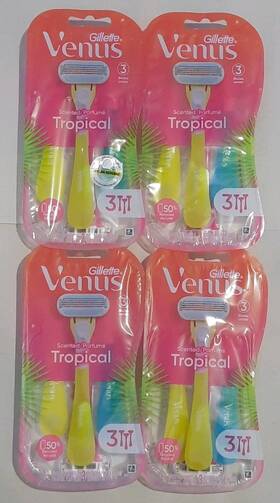 4740031399 Gillette Venus 4 Pack Tropical Scented Disposable Razor 3 Blade Ergonomic Handle