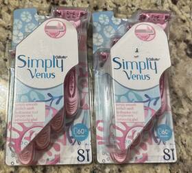 Gillette Venus 702018465644 2x Simply Smooth Moisture Rich Strips Pink 8 Razors Each