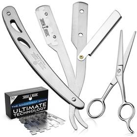 Grow Alpha Beard 726084027114 Straight Razor Complete Razors For Men Kit With 50 Single Blade