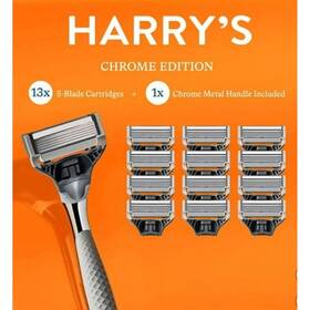1009739 Harrys Chrome Edition Razor Set 13 X 5-blade Cartridges 1 Metal Handle