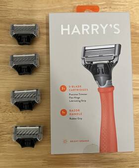 2039882 Harrys Razor Handle Bright Orange Two 5 Blade Cartridges New Special Deal