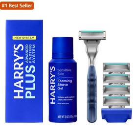 Harrys 313045565558 Plus Shaving Kit For Men - Premium Handle 5 Razor Blade Cartridges Fo
