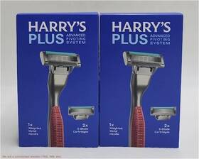 6180042002 Harrys Lot Of 2 Plus Mens Razor Handle With Blade Cartridges - Clay