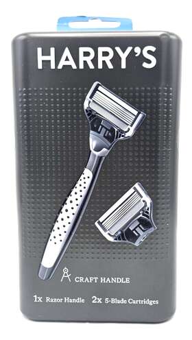 6370000101 Harrys Mens Craft Razor Handle With 2 Made In Germany 5 Blade Cartridges