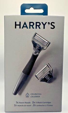 Harrys 810006478471 Mens 5-blade Manual Razor Handle And 2 Blade Refills Charcoal Gray