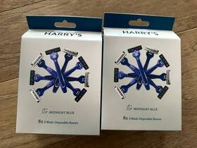 Harrys 810075080834 Midnight Blue 8x 3 Blade Disposable Razors New Comfortable Smooth 2 Pack