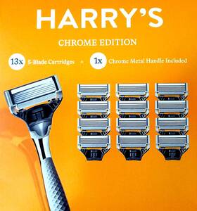 Harrys 840317400953 Chrome Edition Razor Set 13 X 5-blade Cartridges 1 Metal Handle