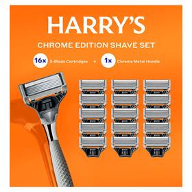 Harrys 840317402063 Chrome Edition Razor Set 16 Cartridges 1 Handle