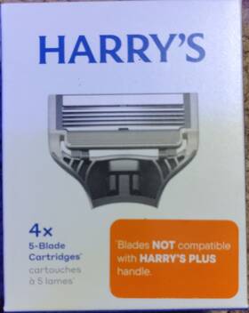 Bc5281 Harrys 5-blade Razor Refill Cartridges 4 Pack German Steel Silver Black