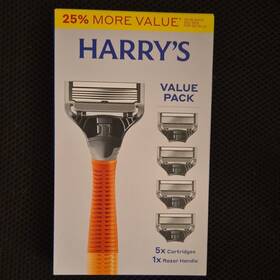 Bp5148 Harrys Value Pack Mens Razor Orange Gray 5 Blades Cartridges