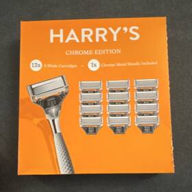 Bp51838 Harrys Chrome Edition Cartridge Razor 13 5-blade Cartridges Metal Handle