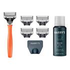 Harrys Razors For Men Set With 5 Blade Refills Travel Cove 2 Oz Shave Gel