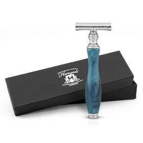 Rz-de-br-1u Haryali London Double Edge Safety Razor For Men And Women Ergonomic Resin Grip Blue