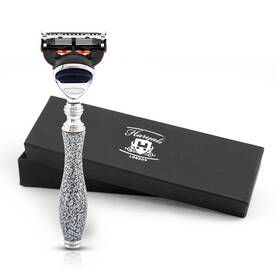Rz-f5-bs-1g Haryali London Classic 5 Edge Razor For Men Womens Antique Body And Face Grey