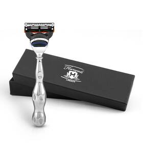 Rz-f5-ss02 Haryali London Ergonomic 5 Edge Razor For Men Metallic Womens Body Face Black