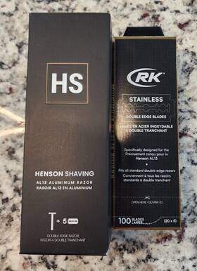 Al13 Henson 616967914740 Shaving Shaver Aluminum Razor Double Edge Jet Black With 100 Blades