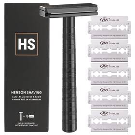 Henson Shaving 445013797715 Razor - Jet Black Double Edge Safety With 5 Spare Blades