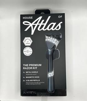 House Of Atlas 810077122679 The Premium Razor Kit 1 Handle Hook 2 Refills Gunmetal
