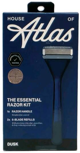 House Of Atlas 810077122693 Essential Razor Kit Whole Body 5 Blades With 2 Cartridges Adult