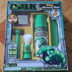 Hk-1590 Hulk Play Shave Set Razor With Cartridges Brush Comb Mirror Green Hk 1590