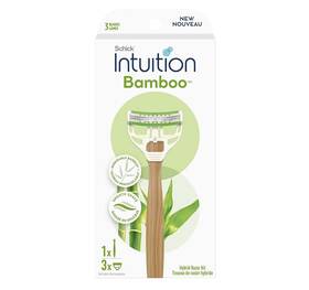 W302036800 Intuition Schick Bamboo Razor 3 Count Manual Shaving Eco Friendly Blades
