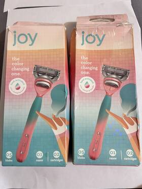 Joy 047400684164 2pk Color Changing Razor For Women 1 2 Cartridges Open Box-brand New