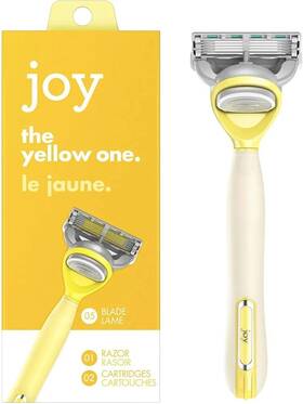 90654082 Joy Yellow Razor Womens 5-blade Handle 2 Refills New Self Care Beauty